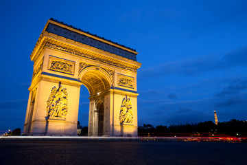 Fototapeta na wymiar Arc de Triomphe at Night, Paris