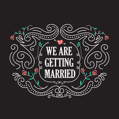 Wedding invitation templates with flower vintage frame vector