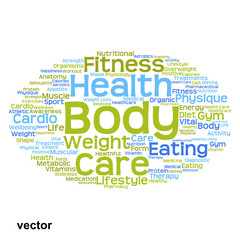 Vector concept or conceptual abstract health diet or sport word cloud or wordcloud isolated on white background