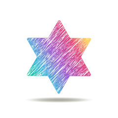 Star of David painted logo. colors of rainbow