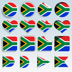 Set of South Africa flags in a flat design