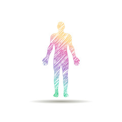 logo man painted in colors of the rainbow