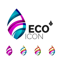 Set of abstract eco leaf icons, business logotype nature concepts, clean modern geometric design