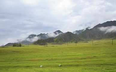 Storm clouds over Chuya ridge of Altai Mountains.