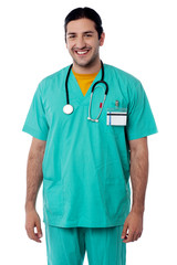 Doctor with stethoscope around neck