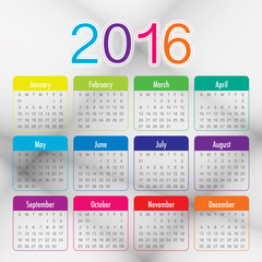 2016 Year Calendar