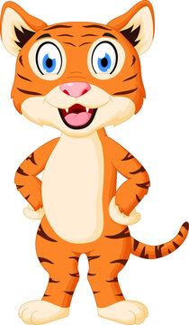Cute tiger cartoon standing 