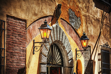 close up of a rustic entrance in Tuscany