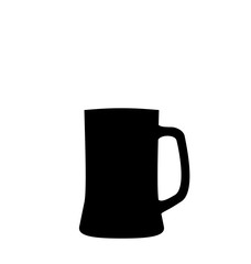 Illustration black silhouette beer mug isolated on white backgro