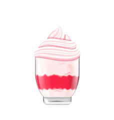 Icecream with Whipped Cream in Bowl Isolated