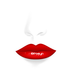 Anonymous portrait. Vector illustration red lips