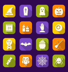  Halloween Flat Icons with Long Shadows