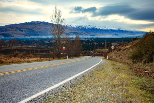 beautiful scenic of country road in south island new zealand