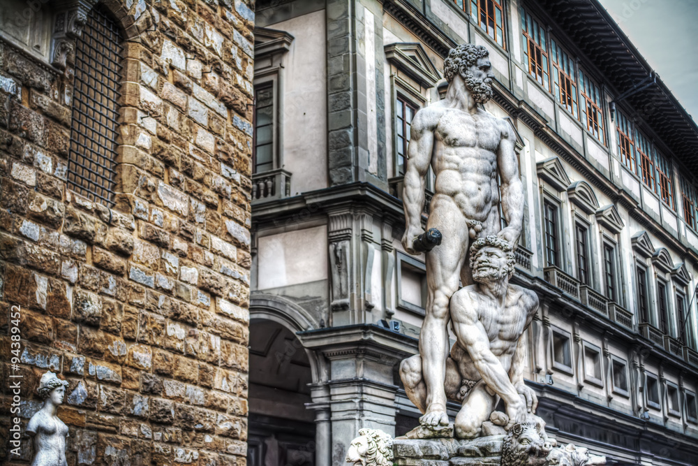 Wall mural hercules and cacus statue in piazza della signoria in florence