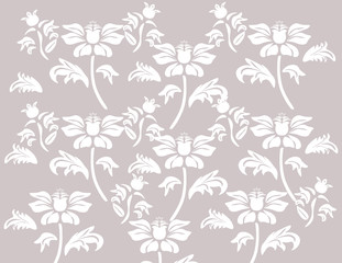 Classic flower ornament pattern in beige background. Vector