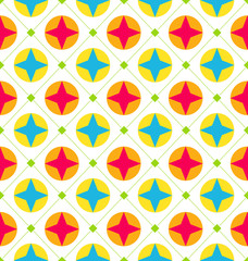 Seamless Texture with Geometric Shapes, Colorful Background