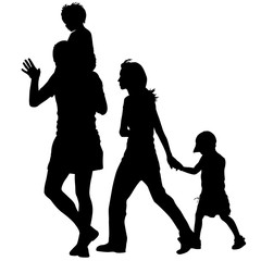 Silhouettes Family on white background. Vector 