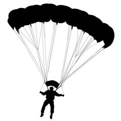Skydiver, silhouettes parachuting vector 
