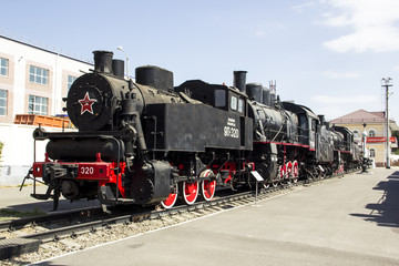 Fototapeta na wymiar Locomotive 9P - 320 in museum of history Railway North Caucasus