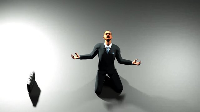 render the animation of a businessman in despair