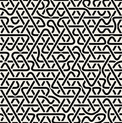 Vector Seamless Black And White Triangle Overlapping Line Junction Pattern