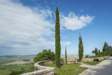 Landscape of historical village Pienza, Val d'Orcia, Tuscany, Italy