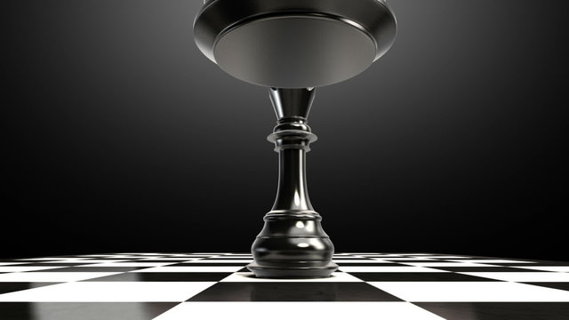 Put the chess piece on a chessboard, ending king, animation.