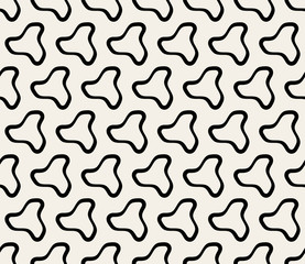 Vector Seamless Black & White Rounded Line Triangle Organic Shape Pattern
