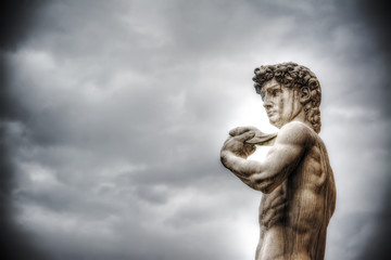 Fototapeta na wymiar Michelangelo's David under an overcast sky