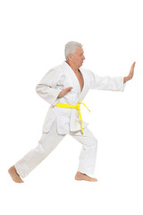 Senior man in karate pose