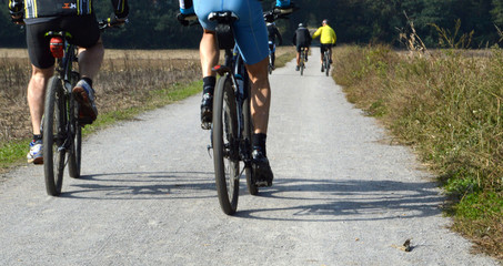 Fototapeta na wymiar cyclists on the bike path