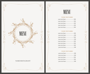 menu in retro style