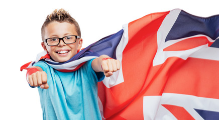 Smiling British superhero