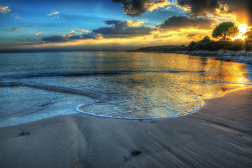 colorful sunset in Alghero shore