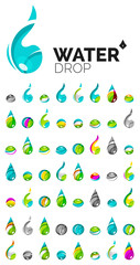 Large set of abstract eco water icons, business logotype nature green concepts, clean modern geometric design