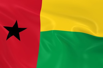 Waving Flag of Guinea-Bissau - 3D Render of the Bissau-Guinean Flag with Silky Texture