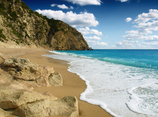 The beautiful beach of Egremni, on the island of Lefkada in Greece