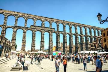 Segovia, Spain - June 29, 2014: People around the famous ancient - 94397279