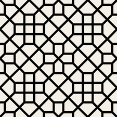 Vector Seamless Black and White Geometric Cross Pattern