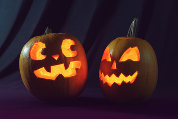 Two Halloween pumpkins