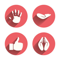 Obraz premium Hand icons. Like thumb up and insurance symbols.