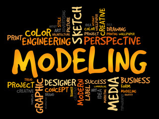 Obraz premium MODELING word cloud, business concept