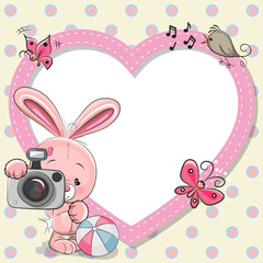 Rabbit with heart frame