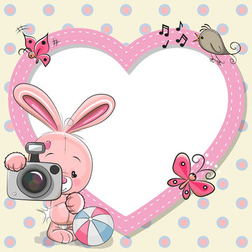 Rabbit with heart frame