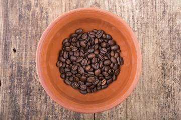 coffee grains on the vintage table