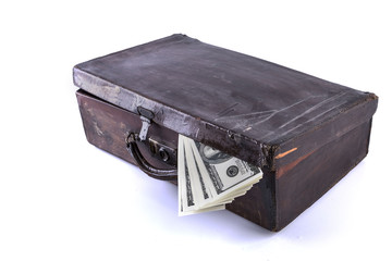 suitcase and money