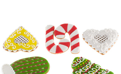 Obraz premium Christmas cookies couple canes and two hearts 