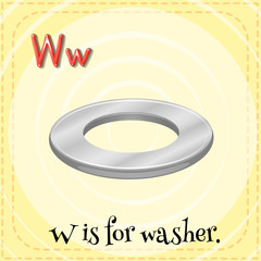 Flashcard letter W is for washer