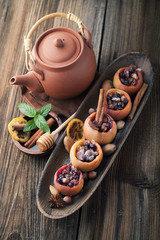 Baked apples with nuts and honey
