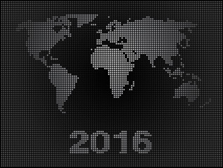 Fototapeta na wymiar Happy New Year 2016 Map
